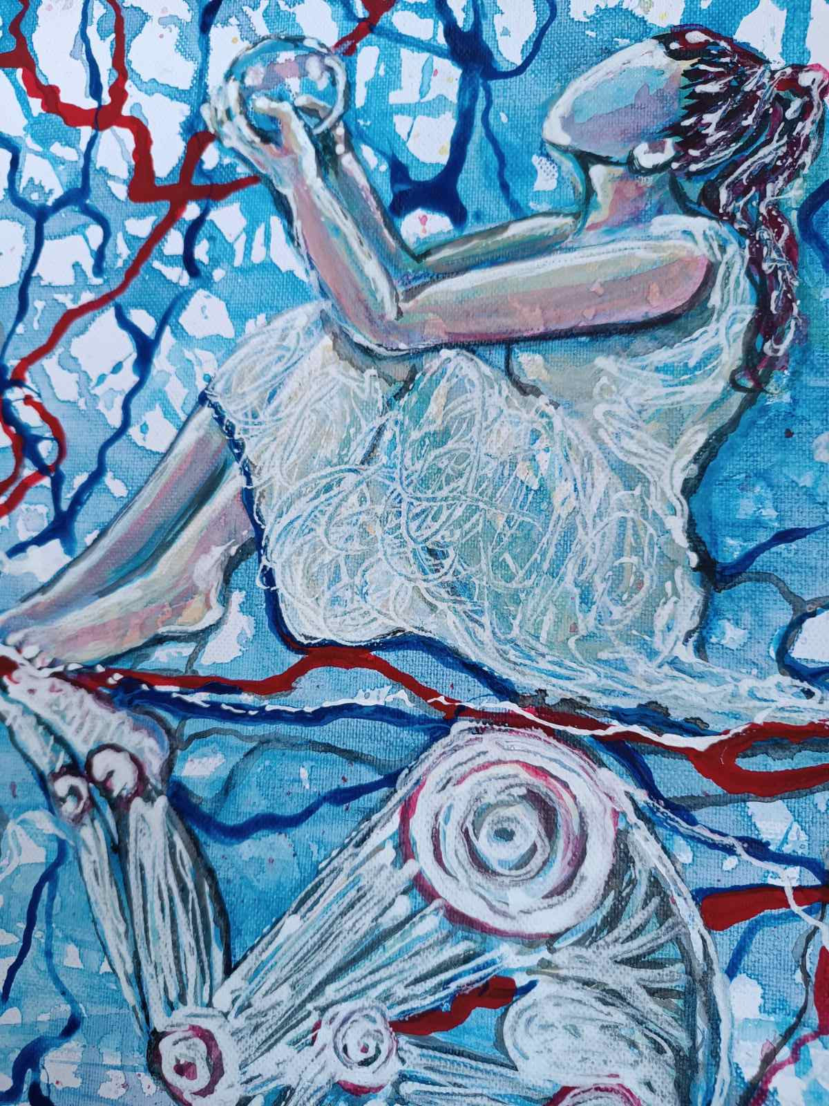 Prediction Futuristic Woman & Robot Abstract Painting