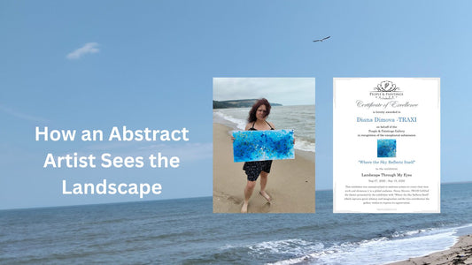 Eyes of the Sky abstract blue ocean diptych by Diana Dimova TRAXI.