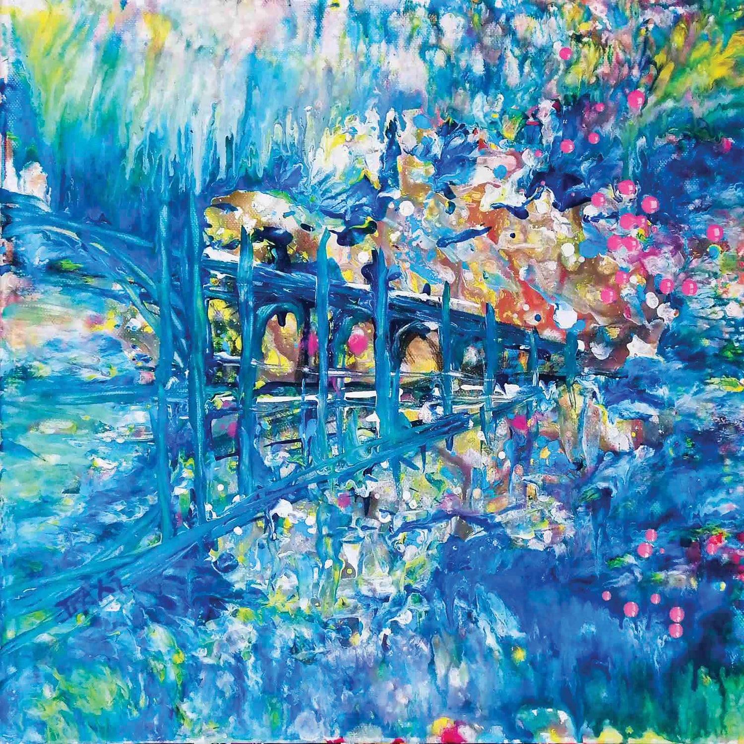 Blue abstract seascape painting from the WATER collection by TRAXI ART, fluid acrylic art
