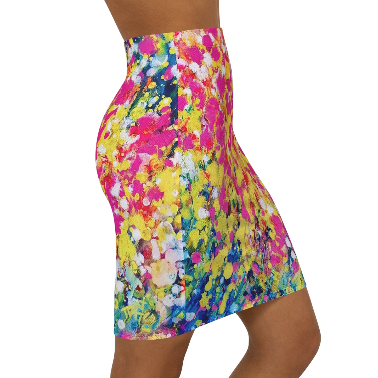 Wearable Art: Summer Mid-Waist Pencil Skirt of Happiness