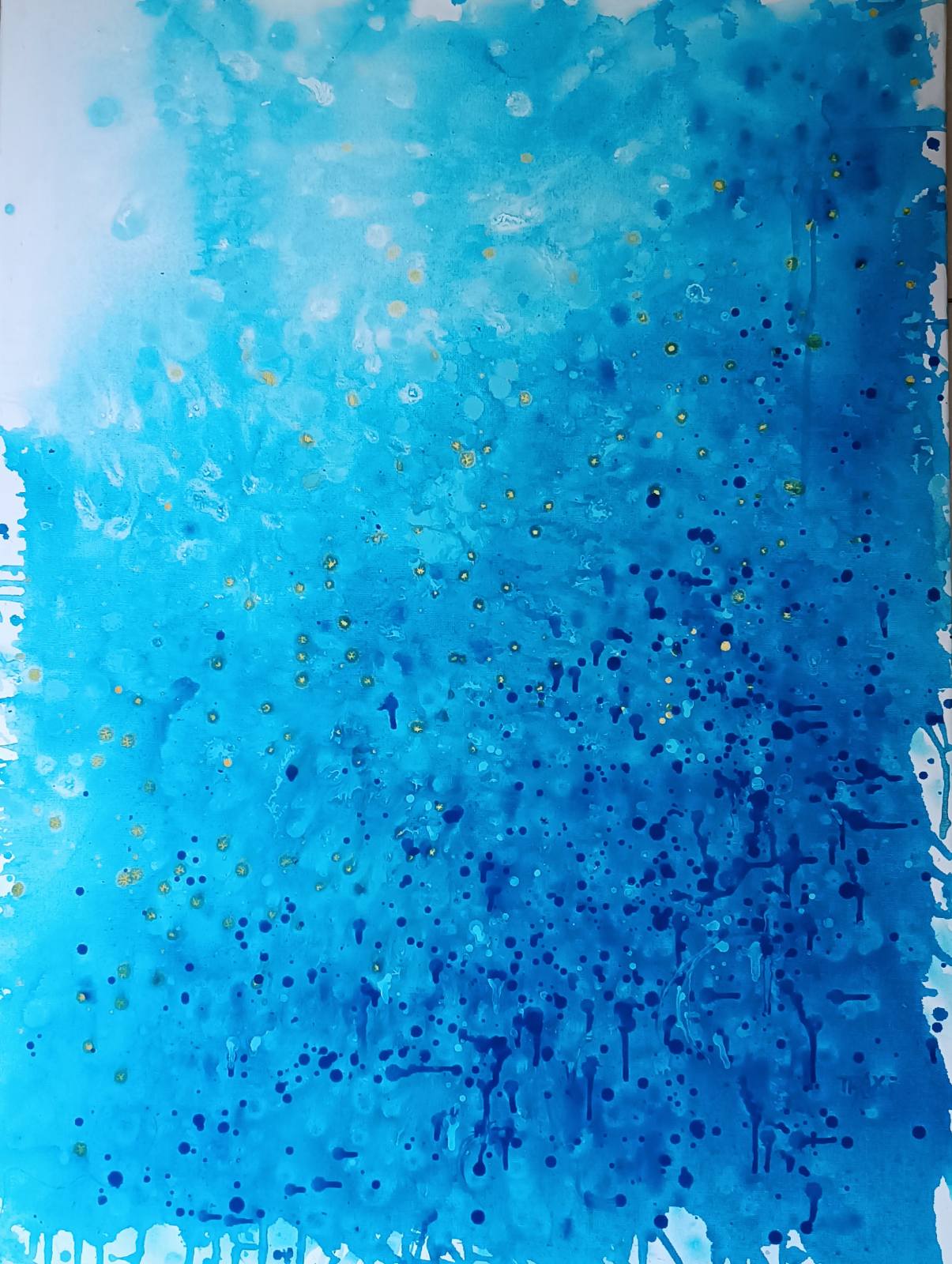 Ocean Calm award-winning blue abstract ocean painting by contemporary artist Diana Dimova TRAXI