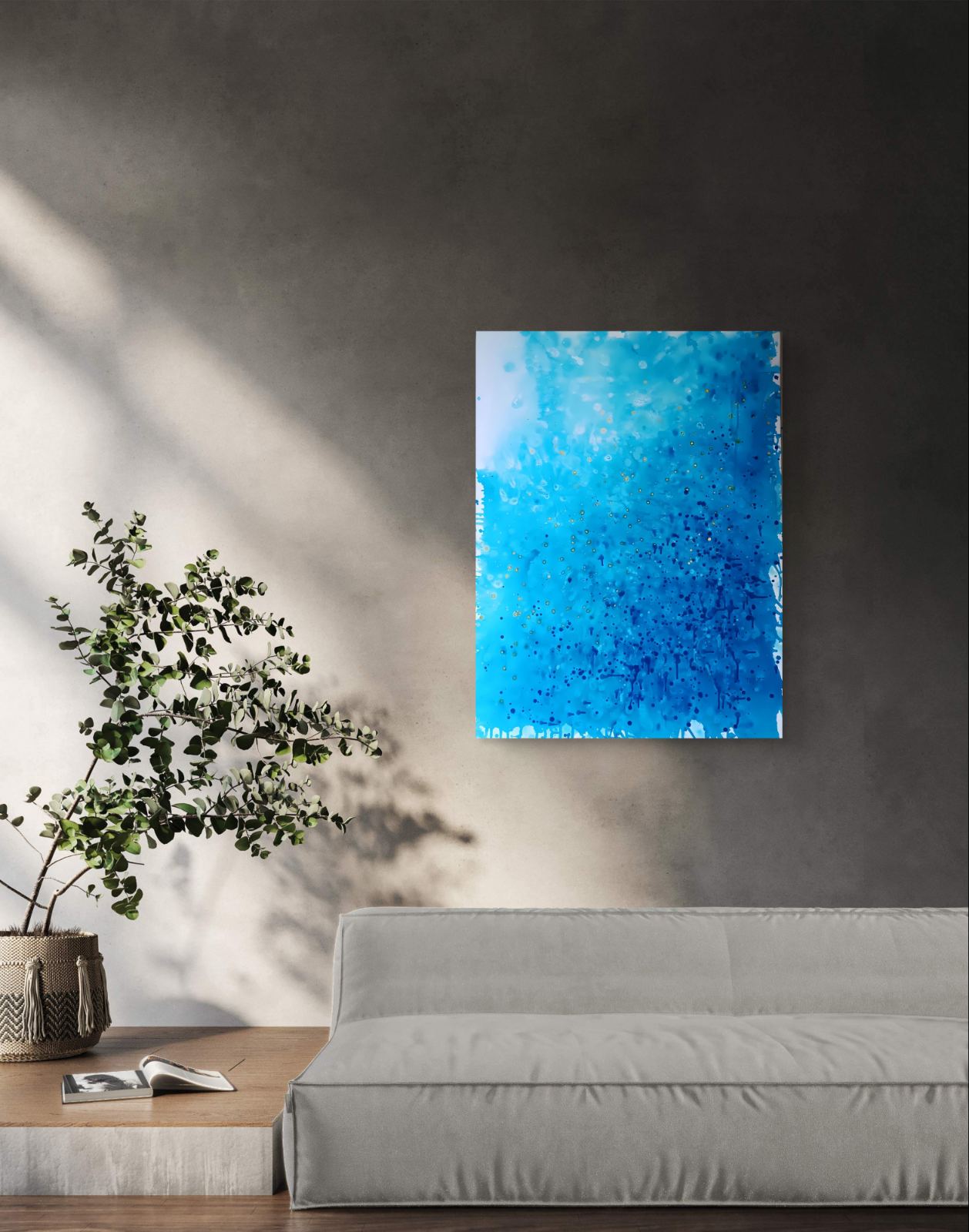 Ocean Calm award-winning blue abstract ocean painting by contemporary artist Diana Dimova TRAXI.