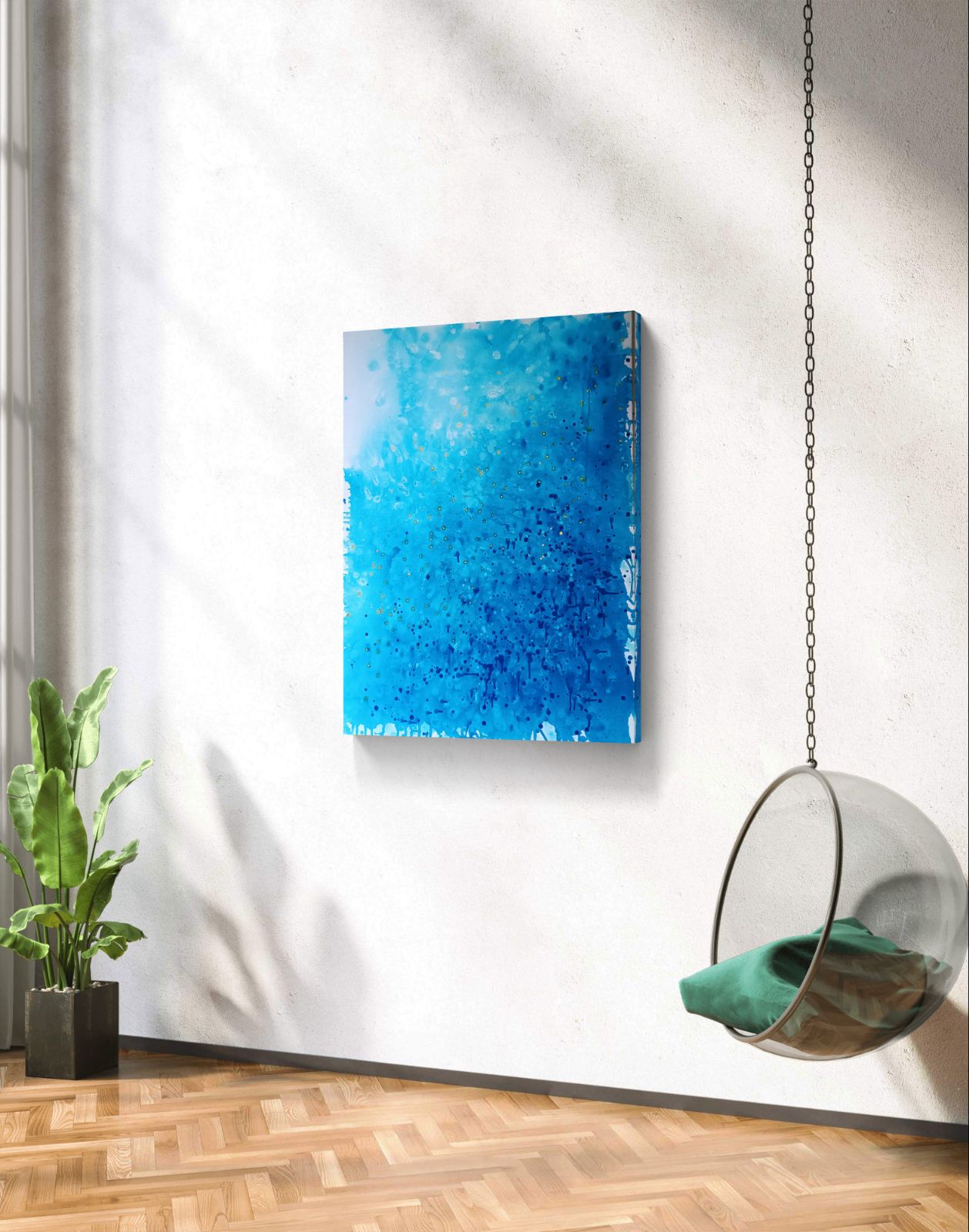 Ocean Calm award-winning blue abstract ocean painting by contemporary artist Diana Dimova TRAXI.