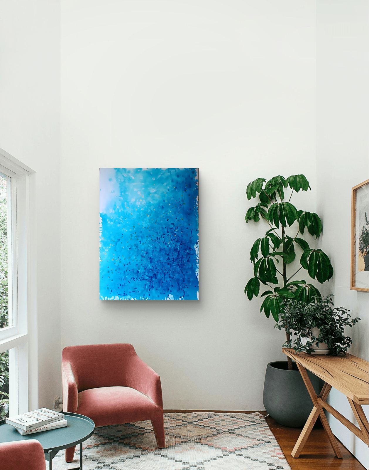 Ocean Calm award-winning blue abstract ocean painting by contemporary artist Diana Dimova TRAXI.