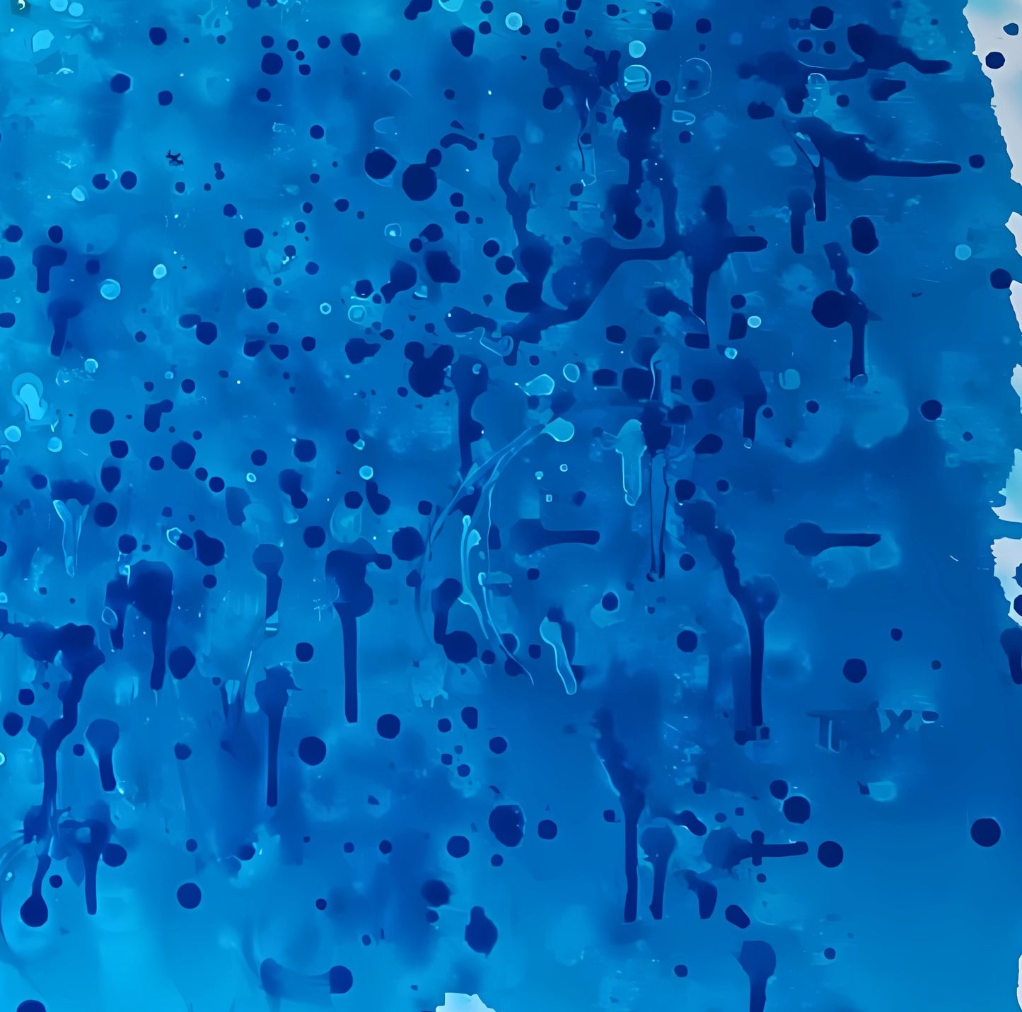 Close-up detail of fluid acrylic gradients and deep blue textures in Ocean Calm painting.