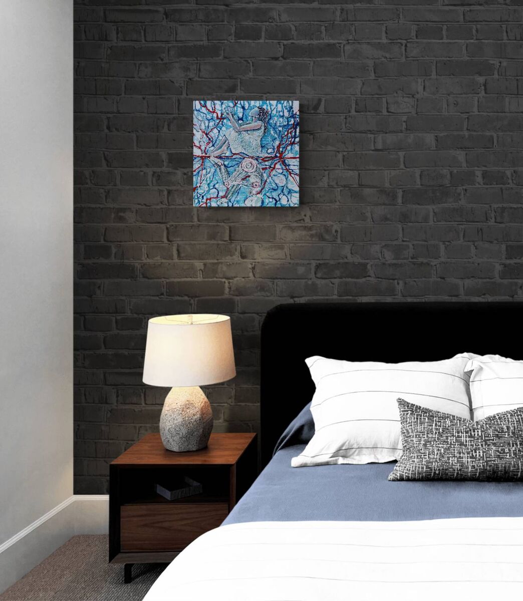 Prediction Futuristic Woman & Robot Abstract Painting
