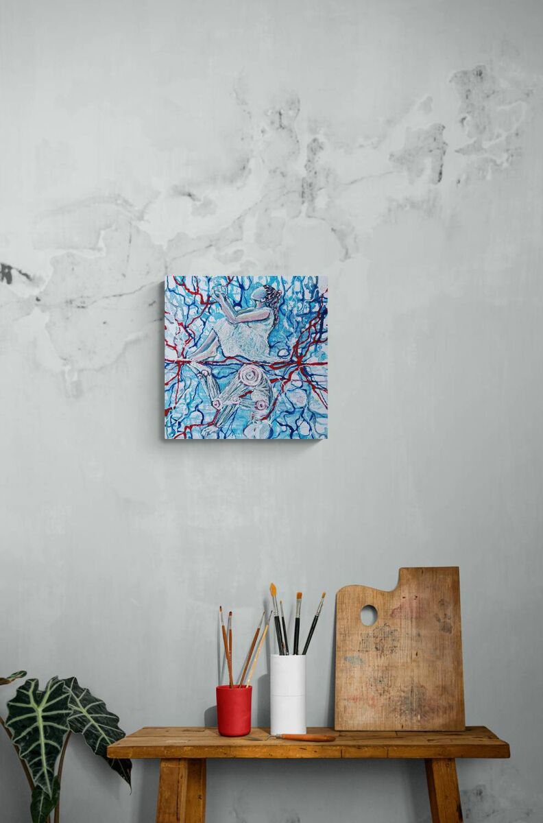 Prediction Futuristic Woman & Robot Abstract Painting