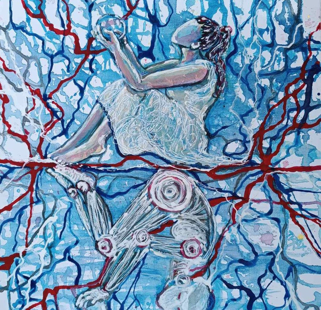 Prediction Futuristic Woman & Robot Abstract Painting