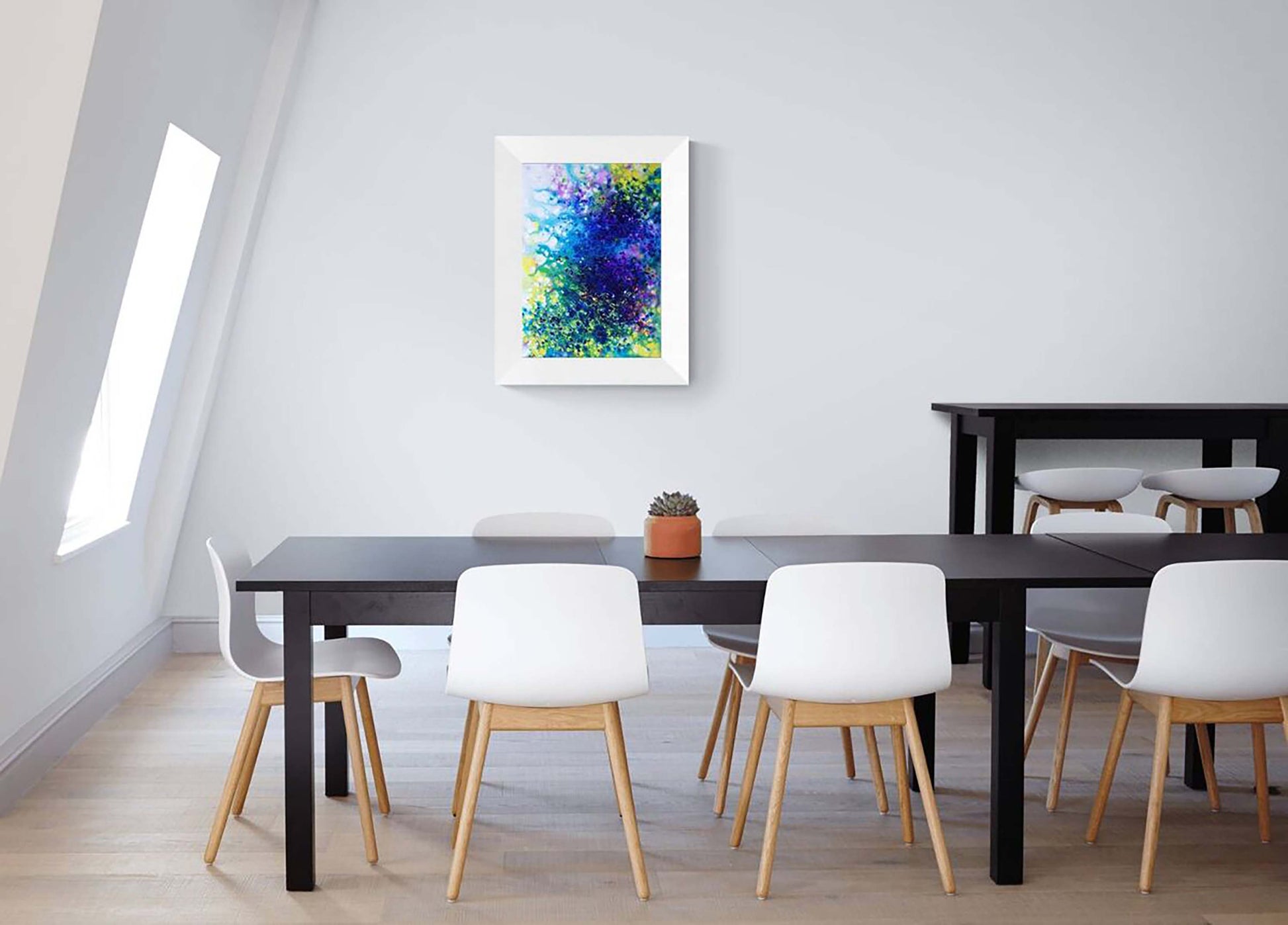Aromatic Lavender Symphony original textured abstract purple flower art painting with violet, blue, and white tones representing lavender scent by Diana Dimova TRAXI ART.