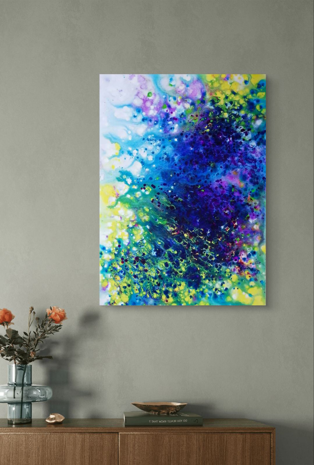 Aromatic Lavender Symphony original textured abstract purple flower art painting with violet, blue, and white tones representing lavender scent by Diana Dimova TRAXI ART.